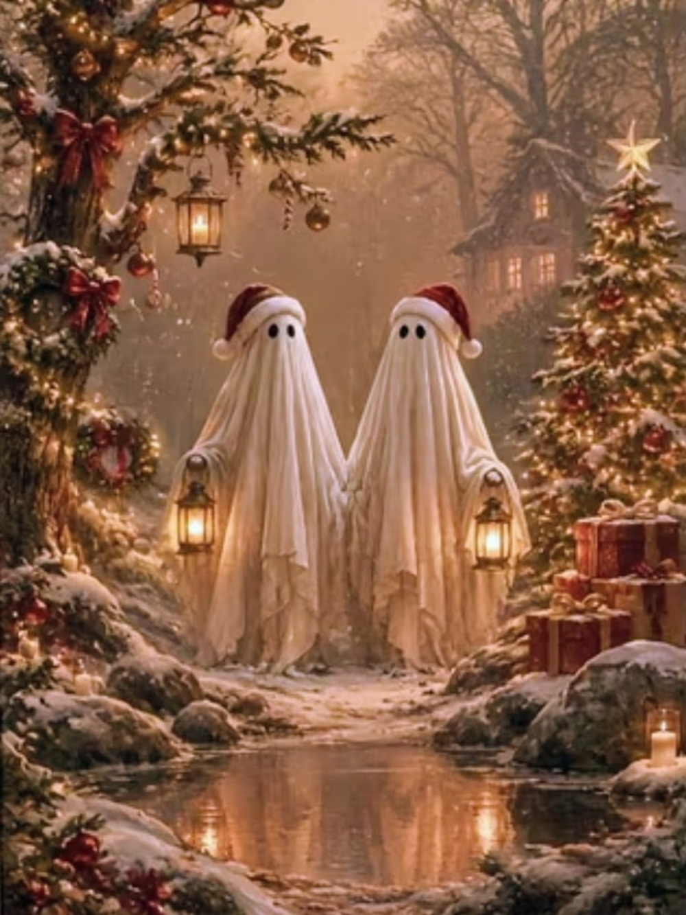 Holiday Ghost Lantern Decorations – White Phantom Duo 8x10 Print